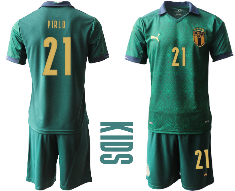 Youth 2021 European Cup Italy second away green #21 Soccer Jersey->italy jersey->Soccer Country Jersey